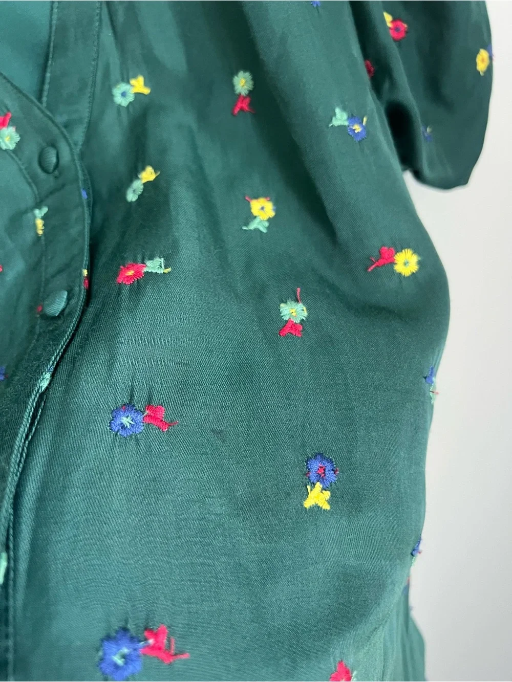Tuckernuck Molly Midi Dress Green Embroidered Floral Women's Large